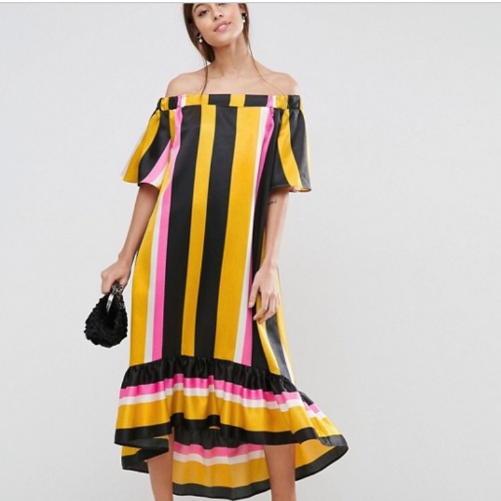 ✨6x HP✨ ASOS striped Bardot dress